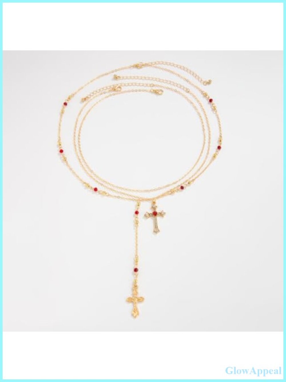 Gold Plated Layered Cross Necklace Set 3Pc Y Choker Christian Pendant - Picture 4 of 5